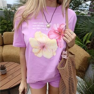 Edikted “I Don’t Chase, I Attract” Pink Graphic Tee